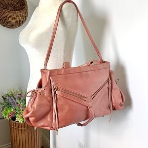Botkier Metallic Leather Trigger Satchel Shoulder Bag Salmon Pink